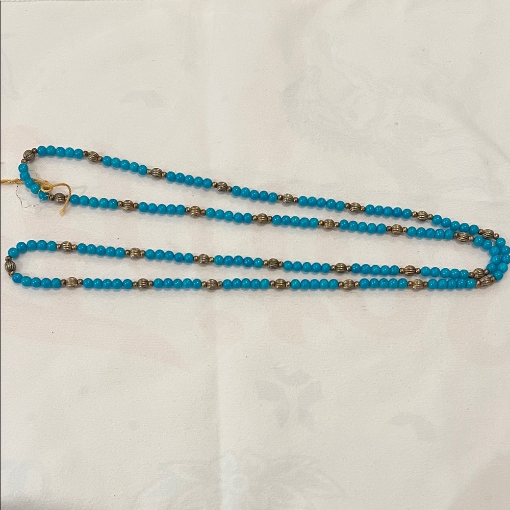 Thin Blue Beaded Necklace